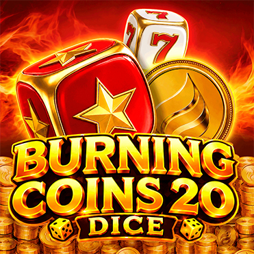 Burning Coins 20 Dice slot icon with golden coins, dice and lucky 7 symbols by Endorphina